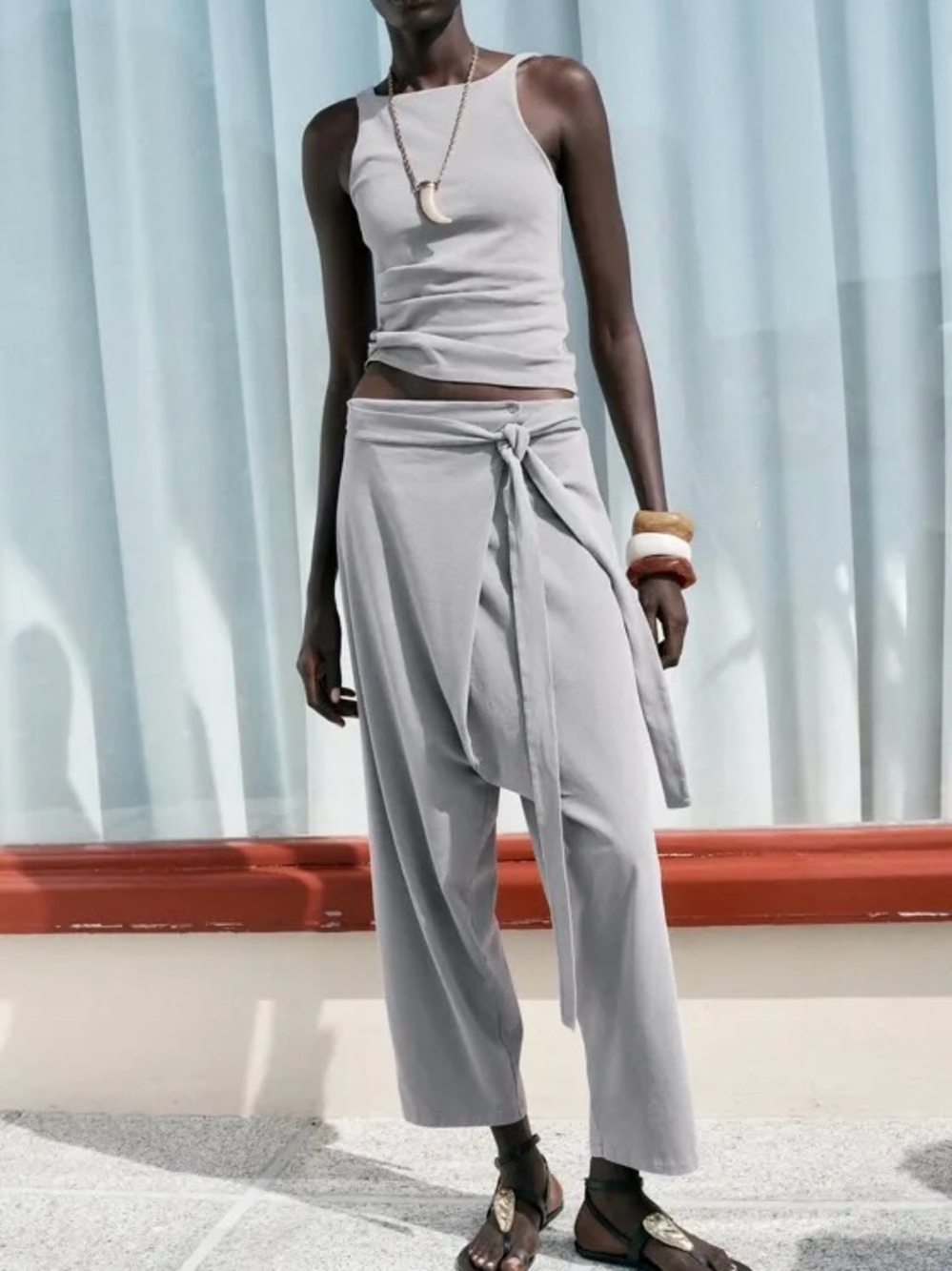 Zara Women’s Grey Wrap Pareo Harem Pants Size Small NWT